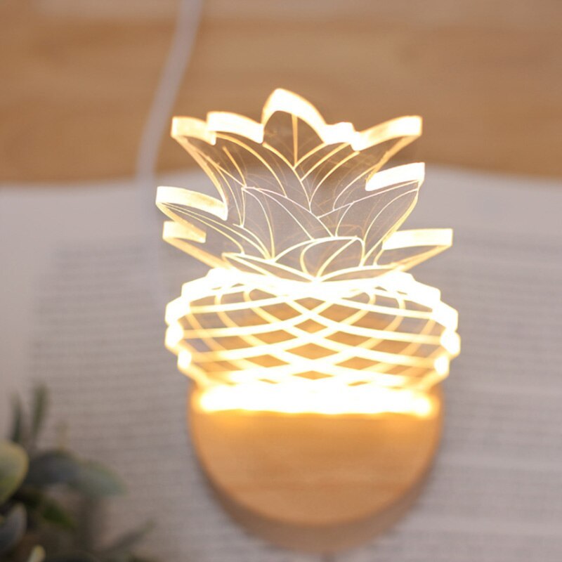 Pineapple Bedside Lamp – USB Acrylic Night Light with Dimmer - Brightside Desk Co.