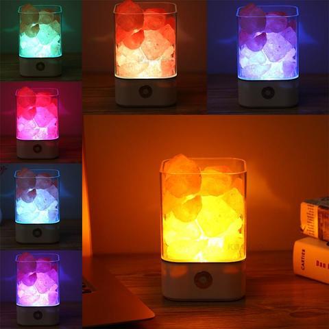 USB Crystal Salt Lamp – LED Ambient Light & Air Purifier - Brightside Desk Co.
