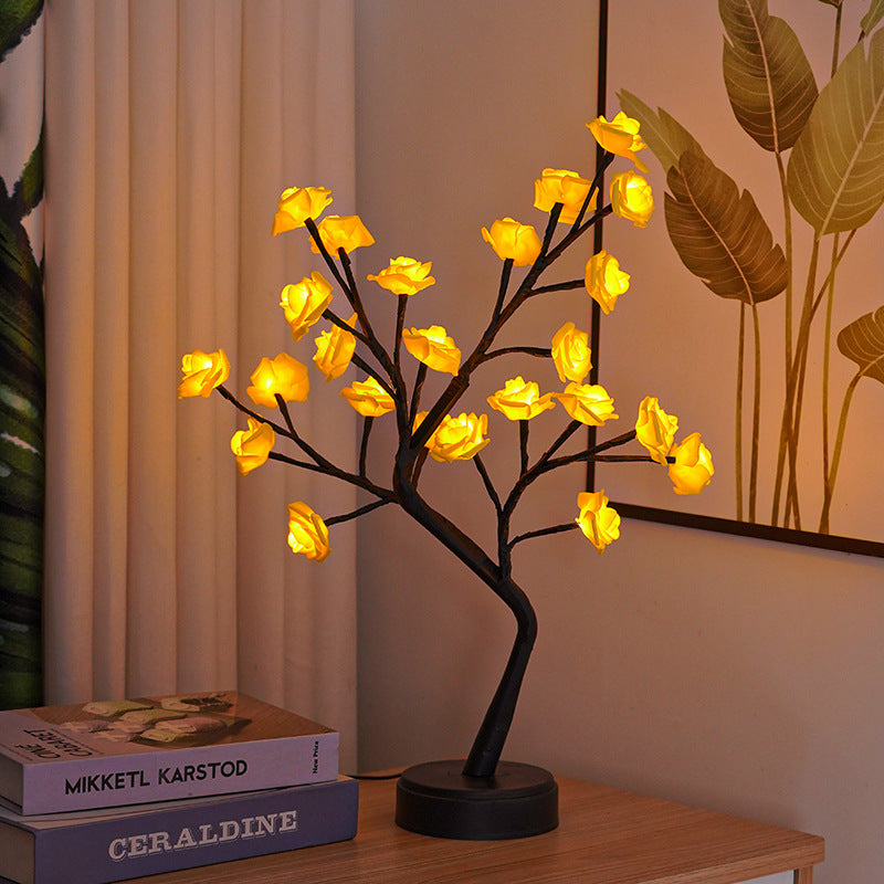 Rose Flower Tree Lamp – USB LED Fairy Light for Home & Gifts - Brightside Desk Co.
