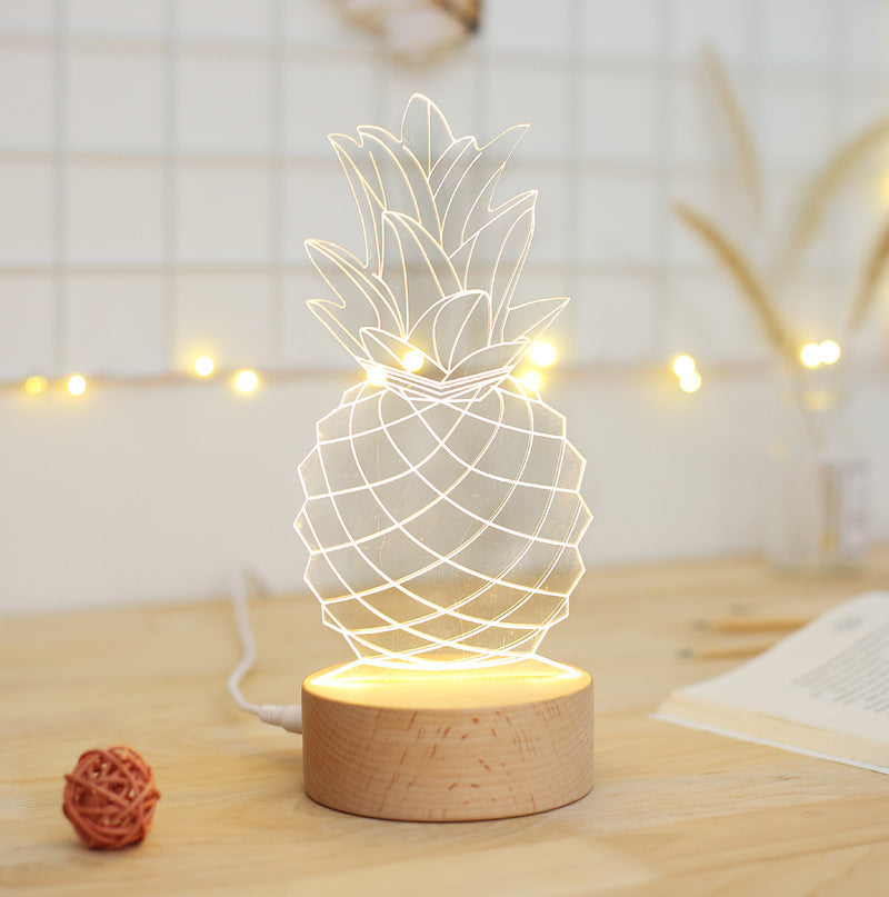 Pineapple Bedside Lamp – USB Acrylic Night Light with Dimmer - Brightside Desk Co.