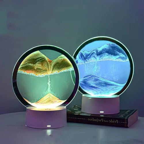 3D Quicksand Table Lamp – Touch Control USB Bedside Light - Brightside Desk Co.