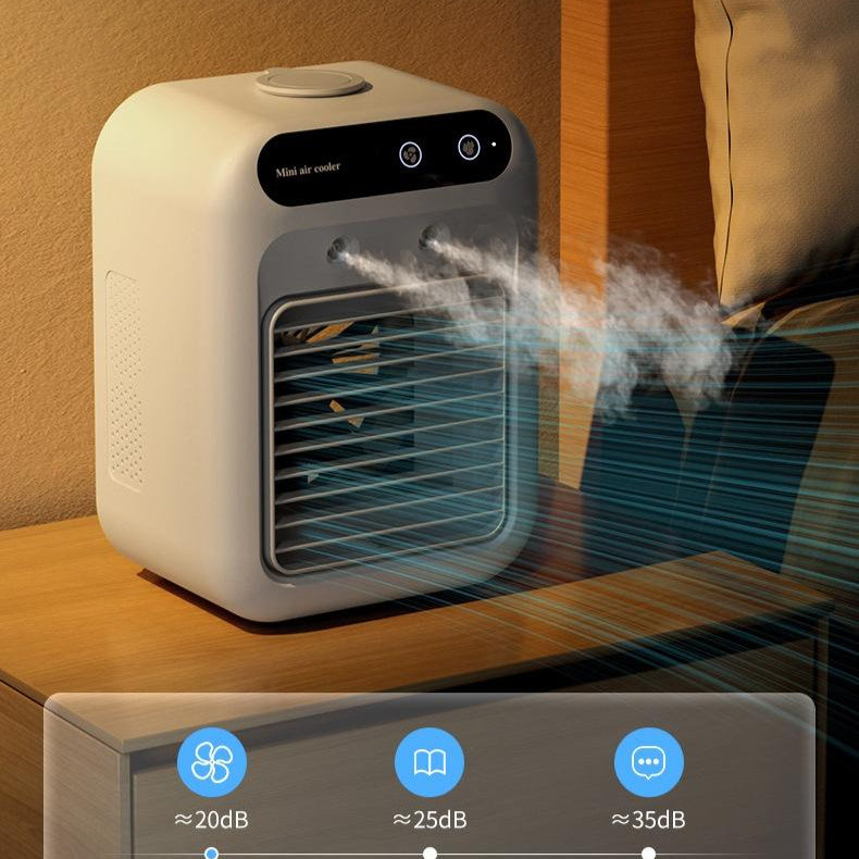 ❄️ Portable Mini Air Conditioner – USB Rechargeable Cooling Fan with Atomization Technology - Brightside Desk Co.