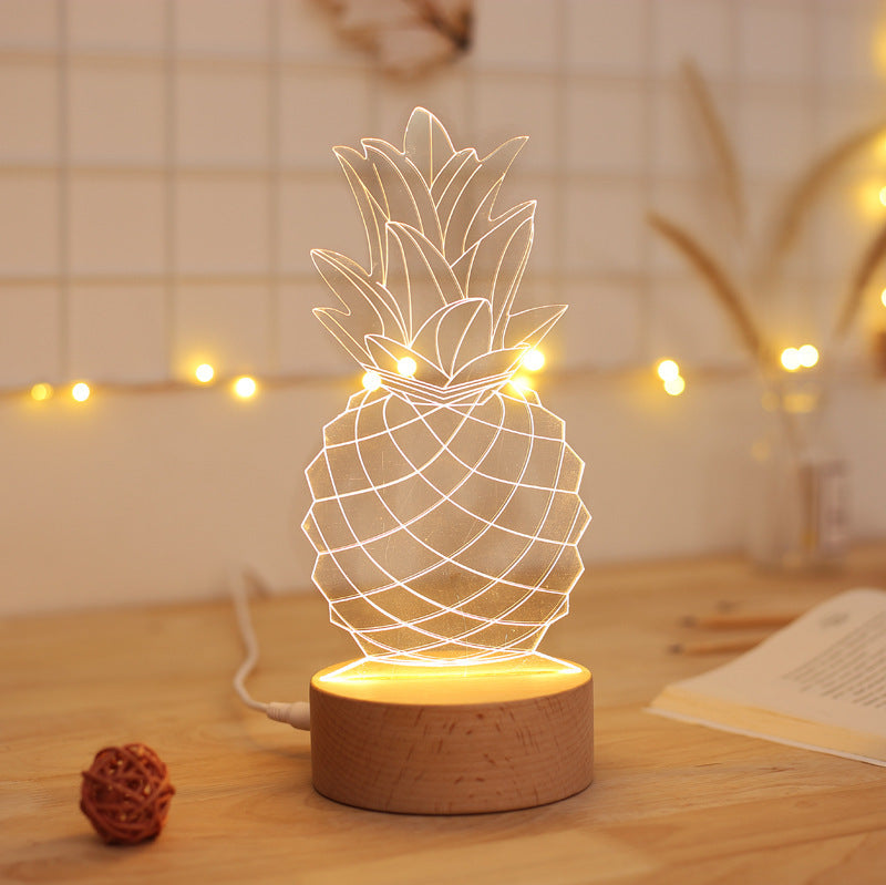 Pineapple Bedside Lamp – USB Acrylic Night Light with Dimmer - Brightside Desk Co.