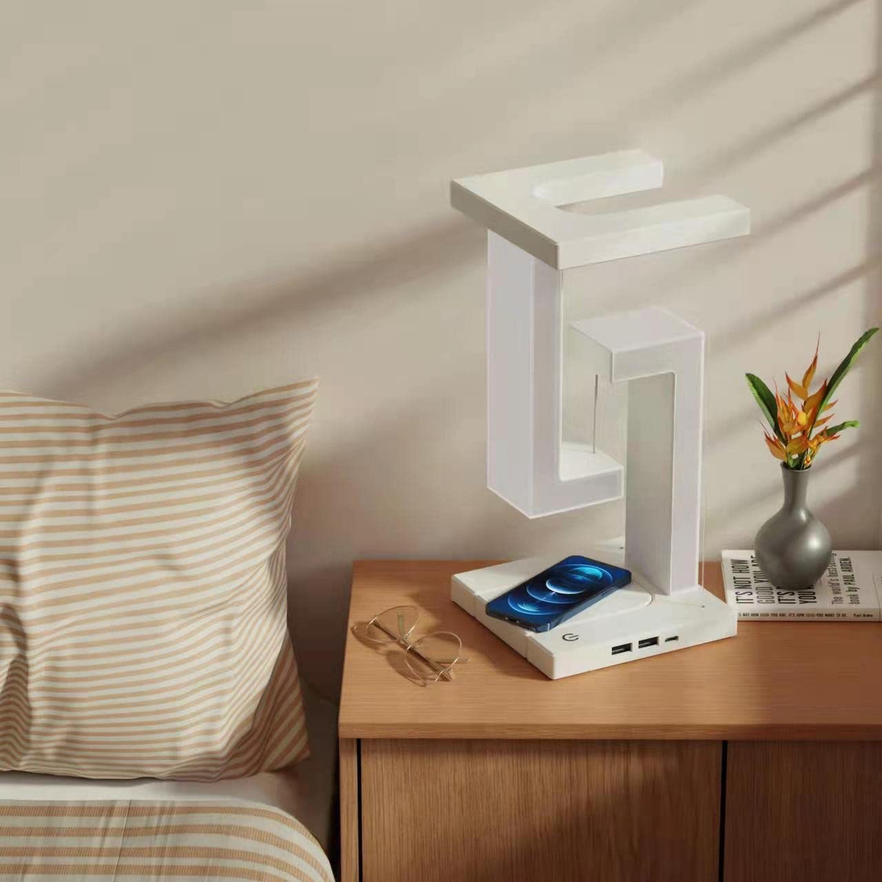 Floating Balance Table Lamp – Wireless Charging LED Desk Light - Brightside Desk Co.