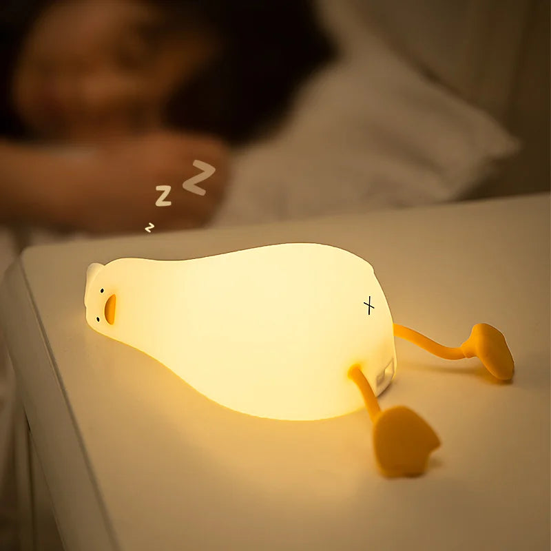 Lying Flat Duck Silicone Night Light - Rechargeable Bedside Companion - Brightside Desk Co.