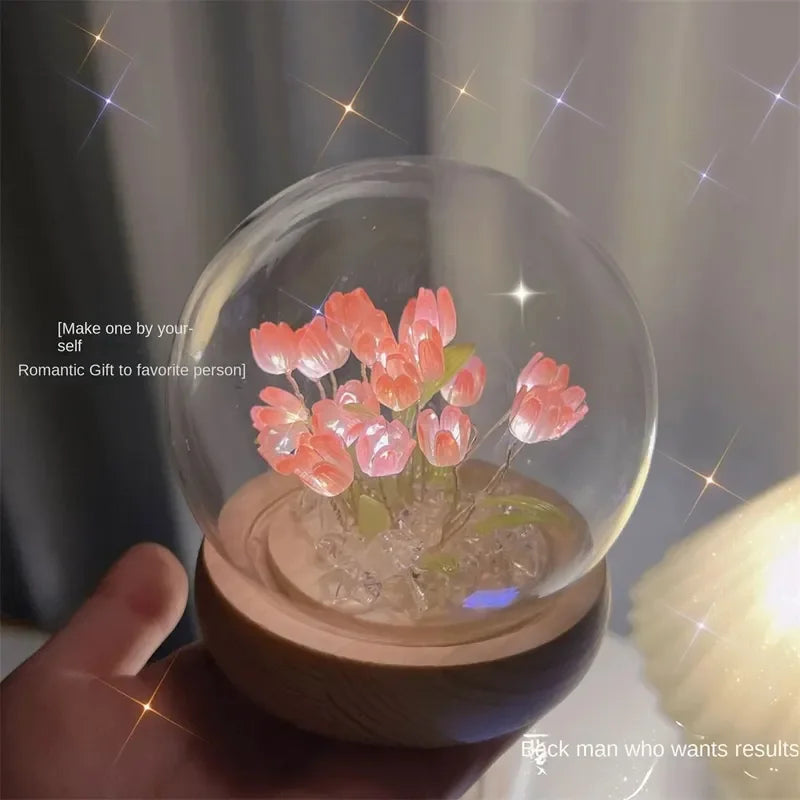 DIY Tulip Night Light - Handmade Glass Dome Bedside Lamp - Brightside Desk Co.
