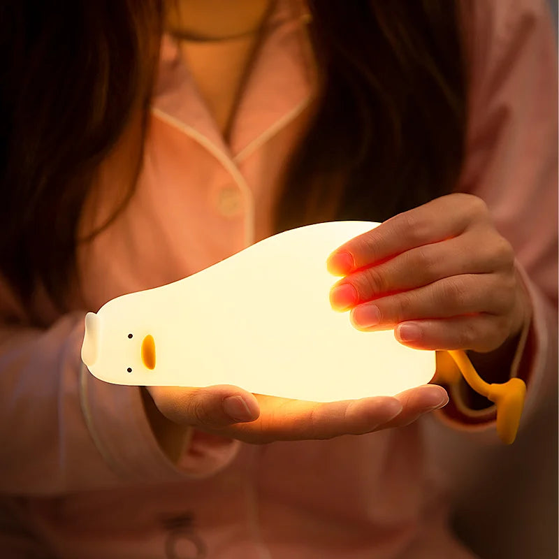 Lying Flat Duck Silicone Night Light - Rechargeable Bedside Companion - Brightside Desk Co.