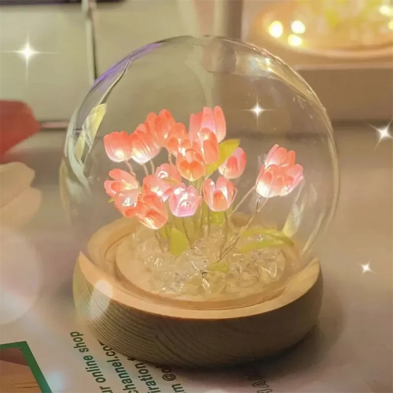 DIY Tulip Night Light - Handmade Glass Dome Bedside Lamp - Brightside Desk Co.