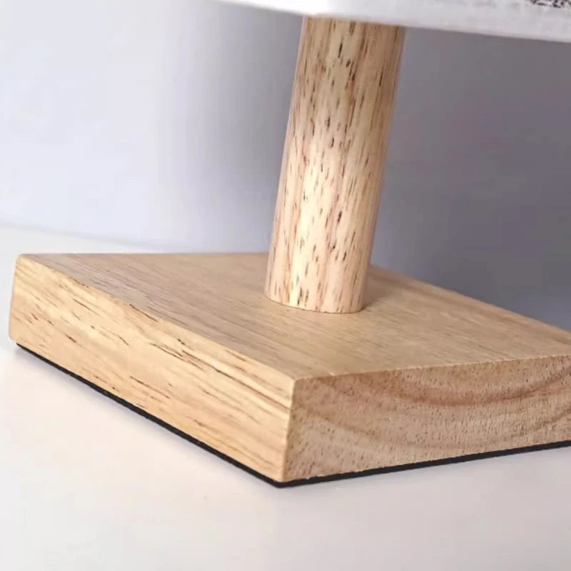 Chinese Style Wood Table Lamp with Linen Shade - Brightside Desk Co.