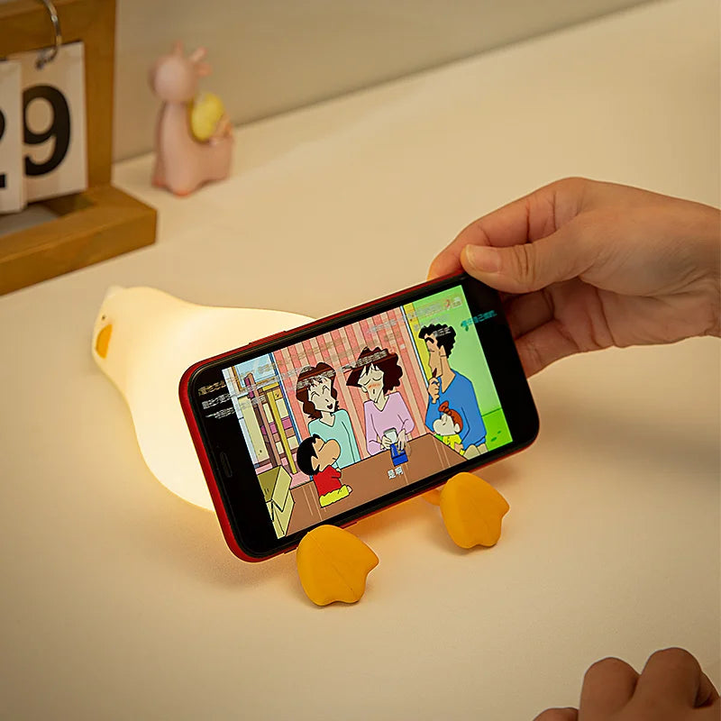 Lying Flat Duck Silicone Night Light - Rechargeable Bedside Companion - Brightside Desk Co.