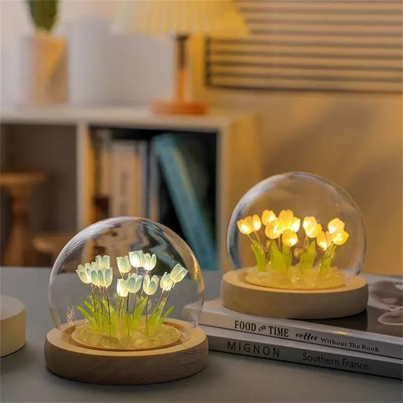 DIY Tulip Night Light - Handmade Glass Dome Bedside Lamp - Brightside Desk Co.