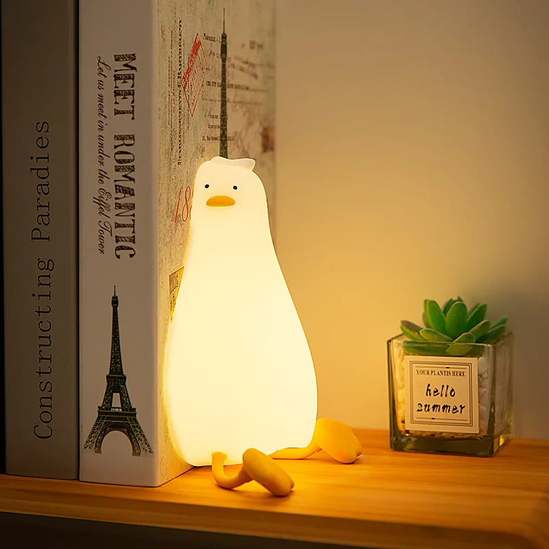 Lying Flat Duck Silicone Night Light - Rechargeable Bedside Companion - Brightside Desk Co.