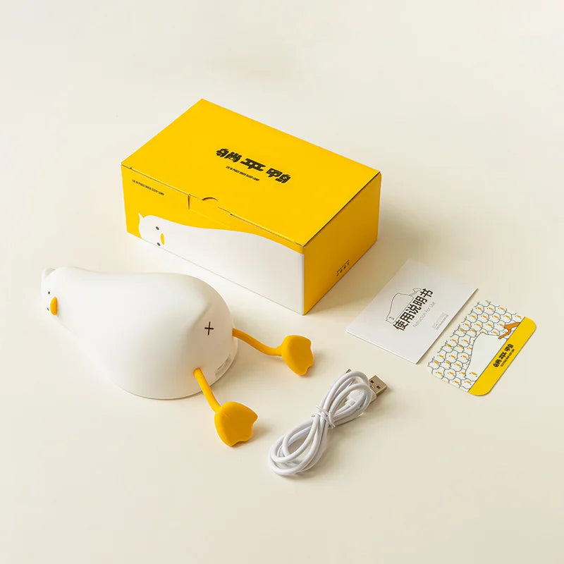 Lying Flat Duck Silicone Night Light - Rechargeable Bedside Companion - Brightside Desk Co.