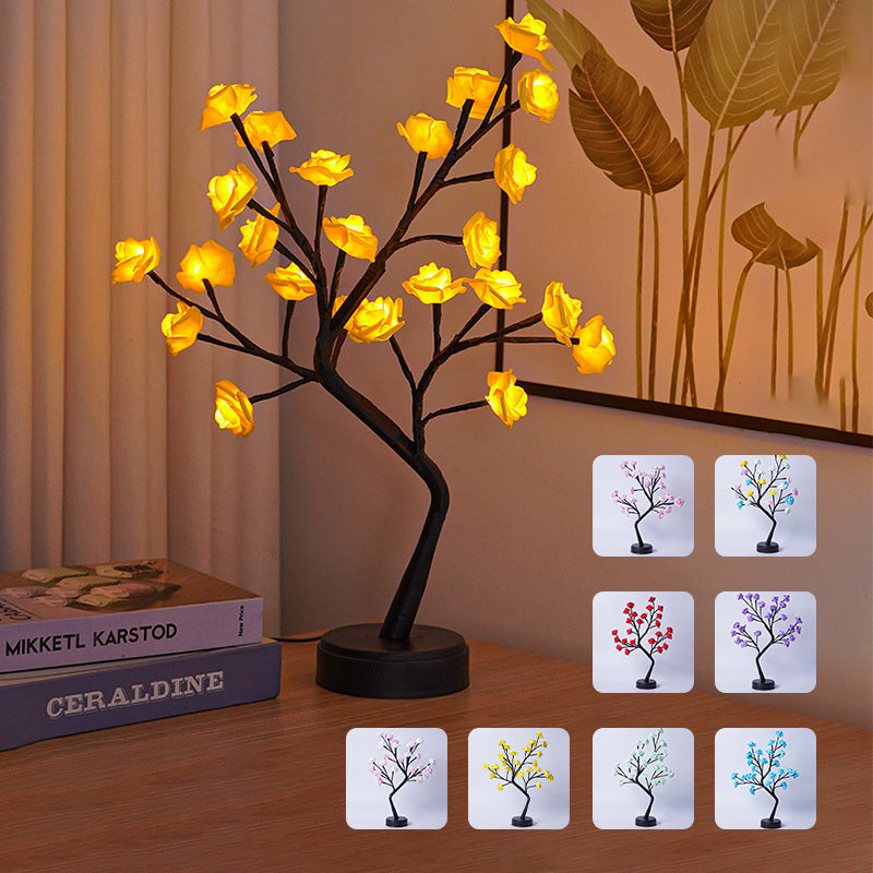 Rose Flower Tree Lamp – USB LED Fairy Light for Home & Gifts - Brightside Desk Co.