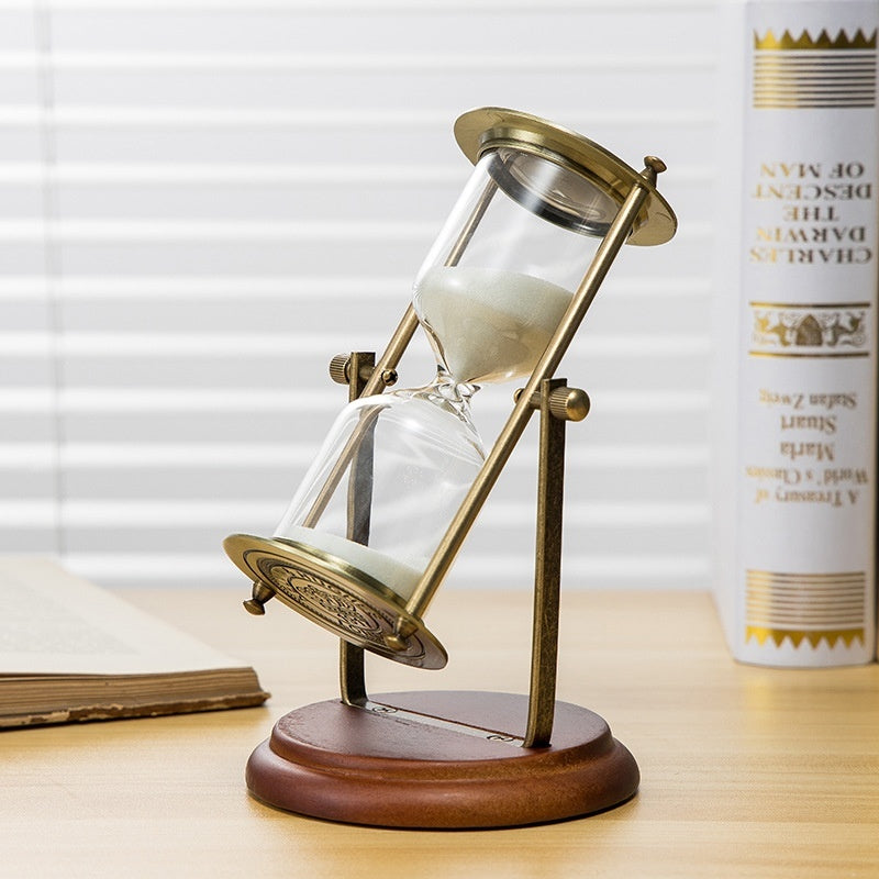 Modern Wooden Hourglass Timer – 15-Minute Decorative Sand Clock - Brightside Desk Co.